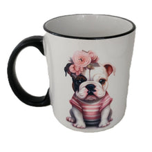 English Bulldog Shabby Shic Ceramic Mug, 15 oz.
