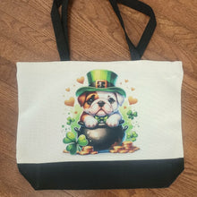 English Bulldog (St. Patrick's Day) - Leprechaun in Pot of Gold Two-Tone Tote