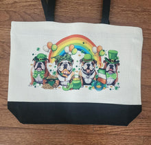 English Bulldog (St. Patrick's Day) - 4 Bulldogs in St. Patrick's Day Outfits Two-Tone Tote