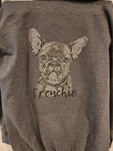 Frenchie (Gray & White) Rhinestone Zip-up Hooded Sweatshirt