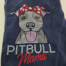 Pitbull (Gray & White) Mama Rhinestone Zip-up Hooded Sweatshirt