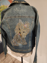 Light Color Yorkie Rhinestone Denim Jacket