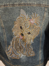 Light Color Yorkie Rhinestone Denim Jacket