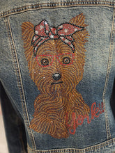 Dark Color Yorkie Rhinestone Denim Jacket