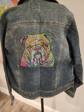 Colorful English Bulldog Rhinestone Denim Jacket