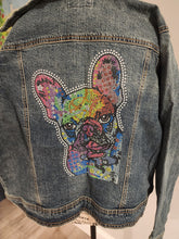 Colorful French Bulldog Rhinestone Denim Jacket