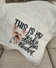 "This Is My Yorkie Cuddling Blanket" Gray Sweater Blanket, 50" x 60"