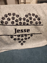 Customized with your Pets Name - Heart with Pawprints Gray Sweater Blanket, 50" x 60"