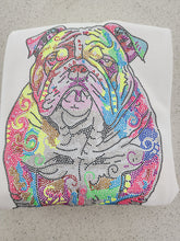 English Bulldog Neon Rhinestone Zip-up Hooded Sweatshirt