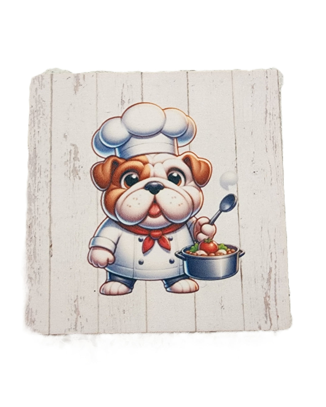 English Bulldog Chef Wood Magnet