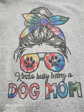 Dog Mom Rhinestone Zip-up Hooded Sweatshirt