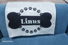 Customized with your dogs name - Bone and Pawprints Gray Sweater Blanket, 50" x 60"