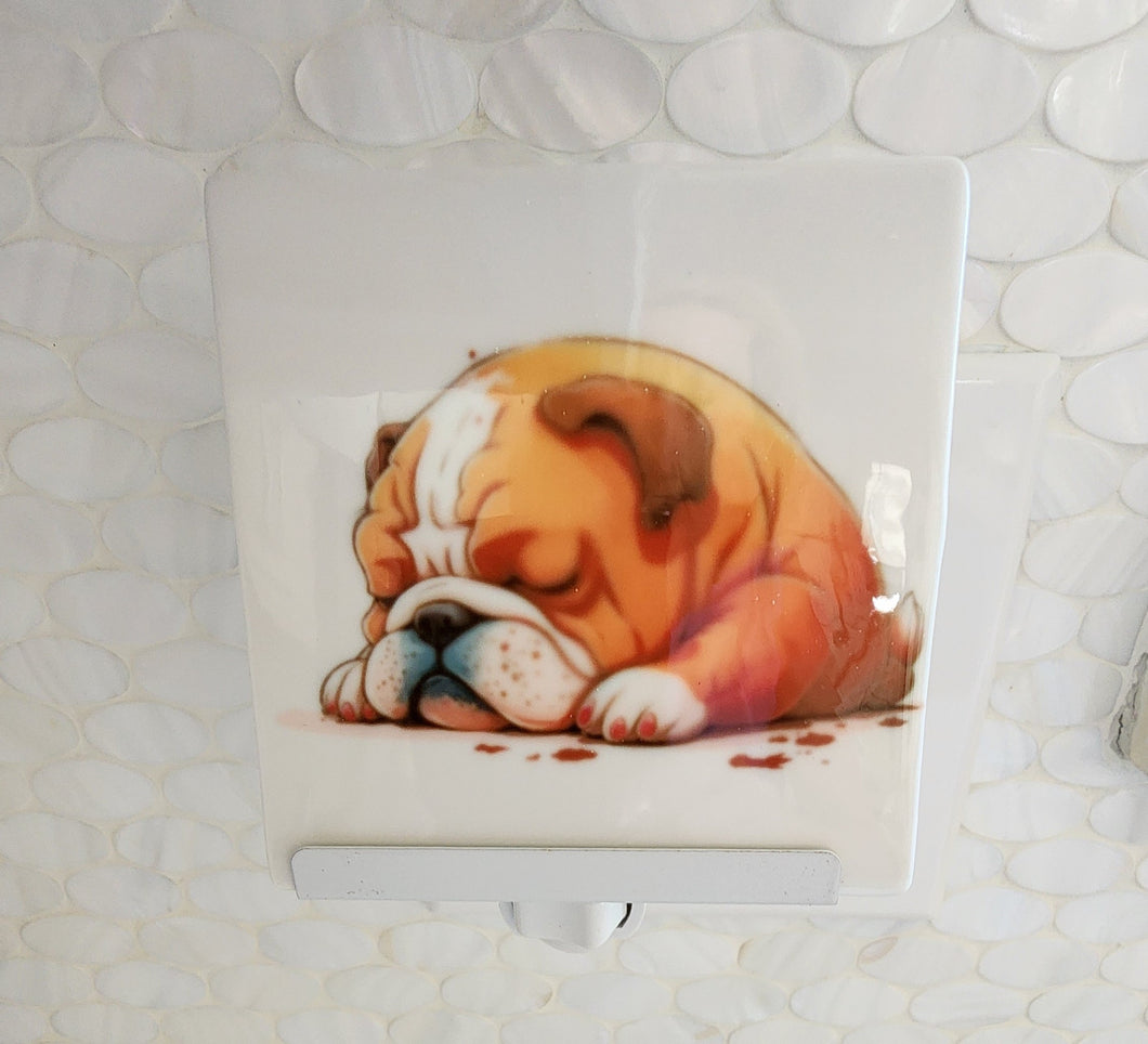 English Bulldog Sleeping Ceramic Night Light