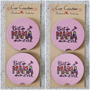 MaMa "Best MaMa Ever" Car Coasters, Set of 4