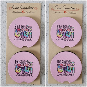 Gigi "Best GiGi Ever" Car Coasters, Set of 4