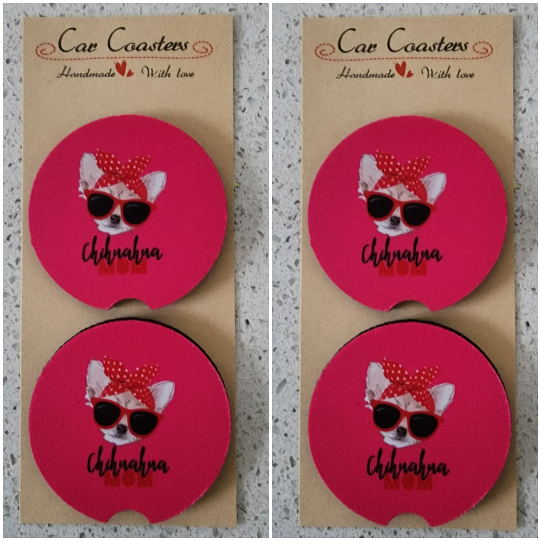 Chihuahua Mom Car Coasters, Set of 4