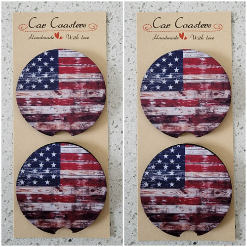 American Flag Car Coasters, Set of 4