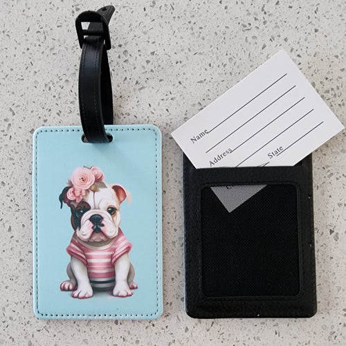 Bulldog Shabby Chic Luggage Tag