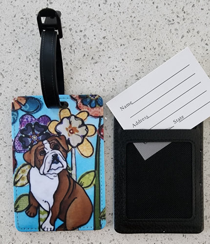 Bulldog with Stained-Glass Look Luggage Tag