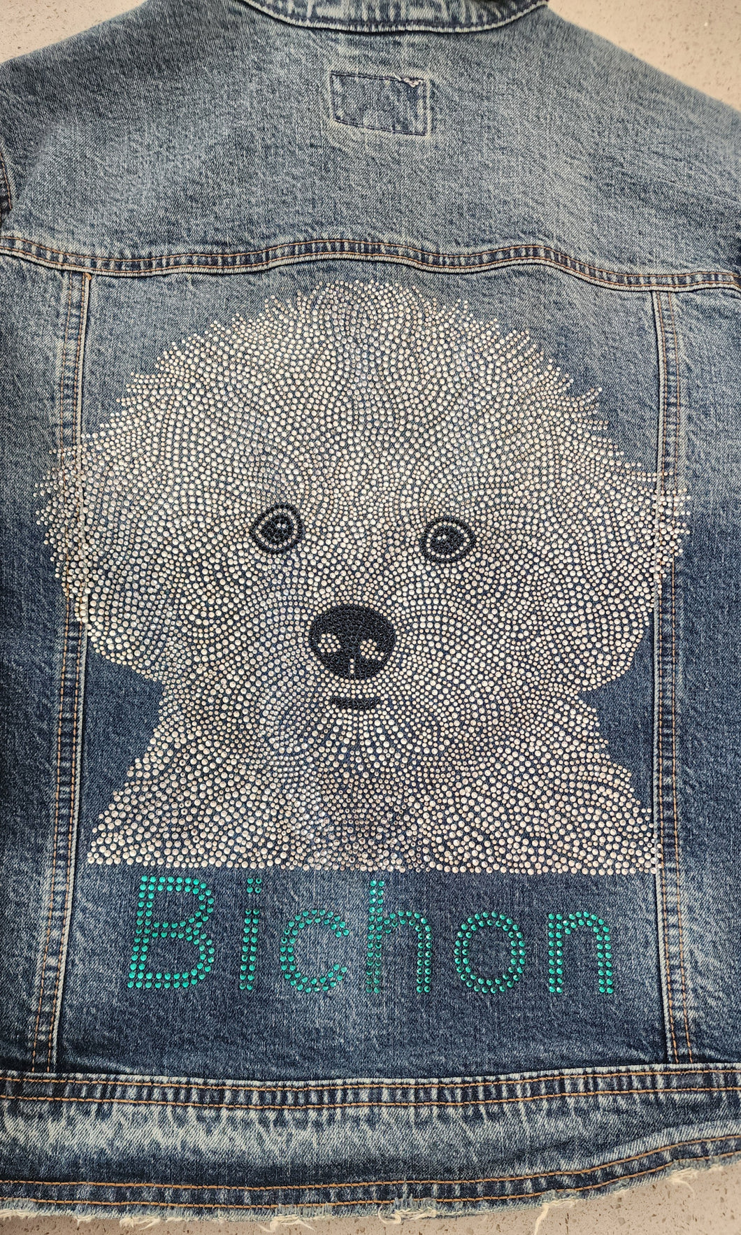 Bichon Rhinestone Denim Jacket