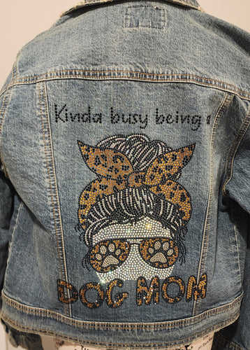 Dog Mom  Rhinestone Denim Jacket