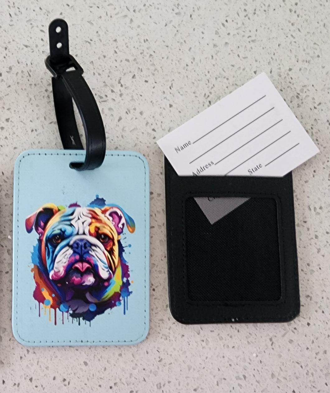English Bulldog with Paint Effect Luggage Tag