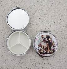 English Bulldog - Floral Lilac Pill Box