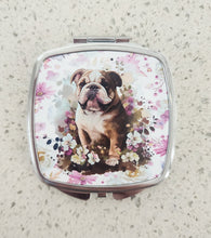English Bulldog - Floral Lilac Rectangular Compact Mirror