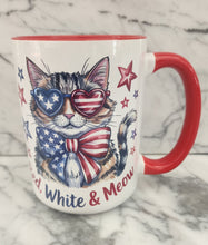 Cat - Patriotic "Red, White & Meow" Ceramic Mug, 15 oz.