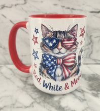 Cat - Patriotic "Red, White & Meow" Ceramic Mug, 15 oz.