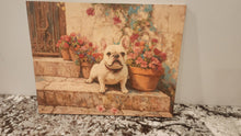 French Bulldog - On Beautiful Front Stoop Solid Birch Wood Wall Art