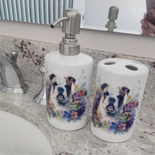 English Bulldog - Floral Ceramic Soap Dispenser