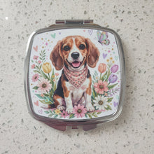 Beagle - Flowers, Hearts, Stars & Butterfly Rectangular Compact Mirror