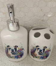 English Bulldog - Floral Ceramic Soap Dispenser