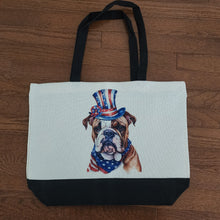 English Bulldog - Patriotic Top Hat & Bandana Two-Tone Tote