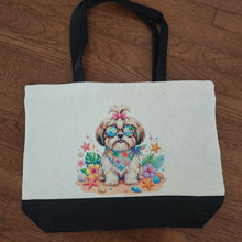 Shih Tzu - Tropical Scene Two-Tone Tote
