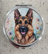 German Shepherd - Pastel Flowers & Blue Background Pill Box