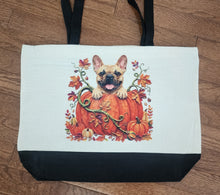 French Bulldog (Halloween) - In a Pumpkin with Fall Leaves Two-Tone Tote