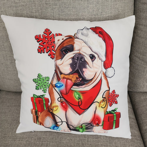 English Bulldog Christmas Throw Pillow, 16