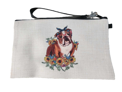 English Bulldog in a bed of Sunflowers Make-up Bag