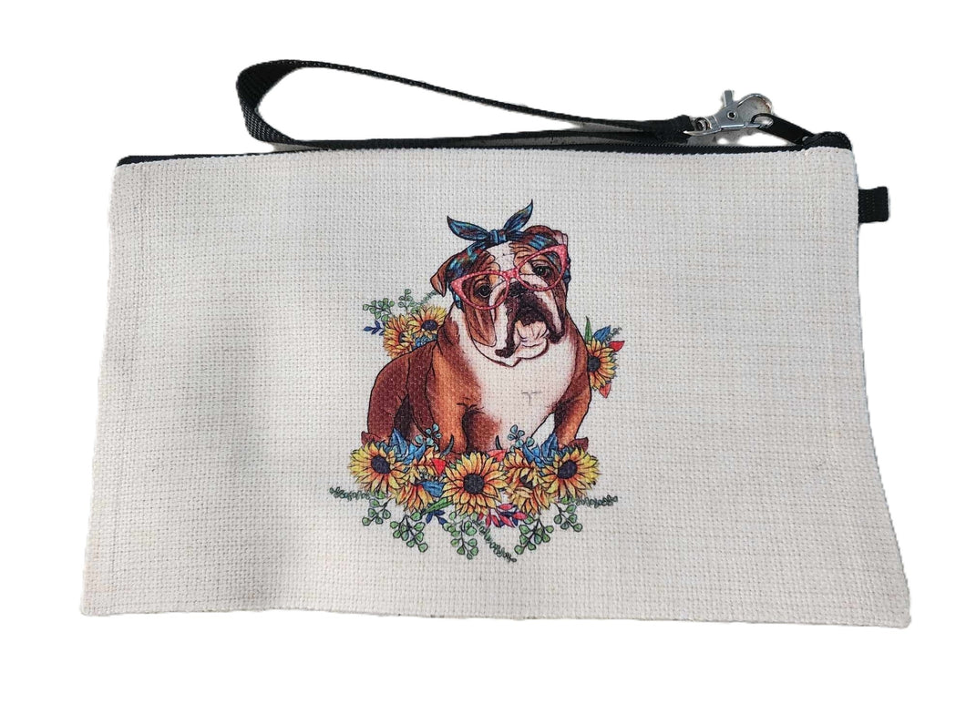 English Bulldog in a bed of Sunflowers Make-up Bag