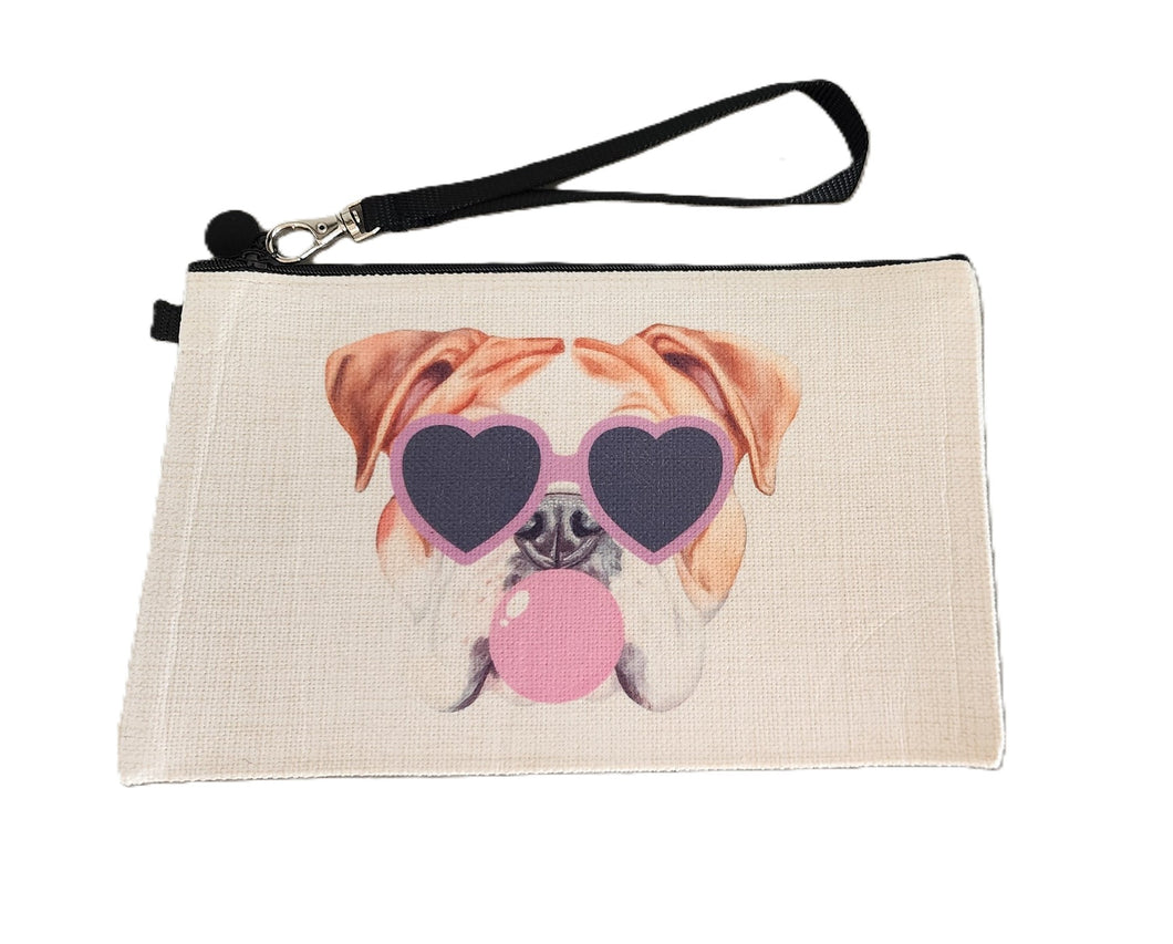 English Bulldog Blowing a Bubble Make-up Bag