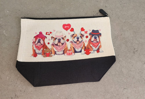 English Bulldog - Fun Hearts Make-up Bag