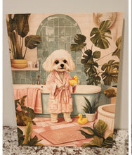 Maltese - Bathroom Scene Solid Birch Wood Wall Art