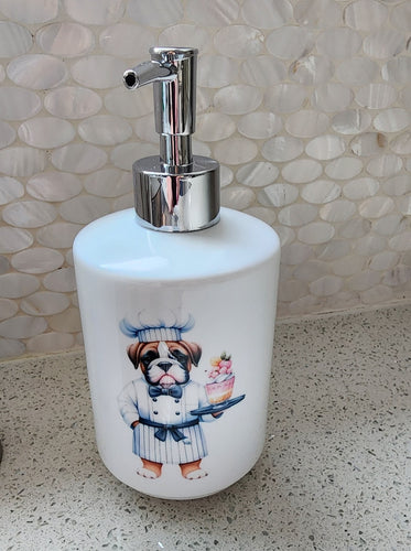 English Bulldog - Chef Ceramic Soap Dispenser