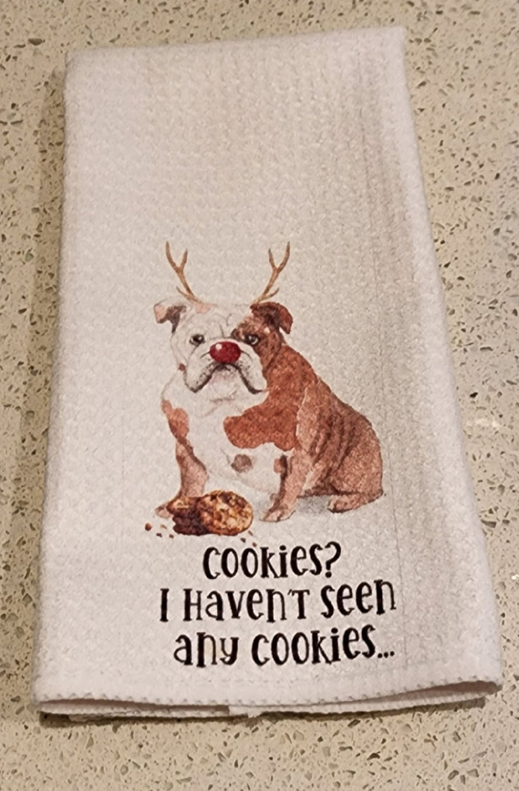 English Bulldog - Cookies? I Haven't Seen Any Cookies... Towel, 25