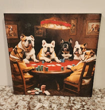 English Bulldog - Bulldogs Playing Poker Solid Birch Wood Wall Art