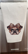 English Bulldog - Leopard Print Glasses & Bow Towel, 25" x 17"