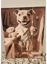 Pitbull - Toothbrush & Teddy Bear Solid Birch Wood Wall Art