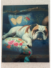 English Bulldog - Lying on Sofa ChromaLuxe Wood Wall Art